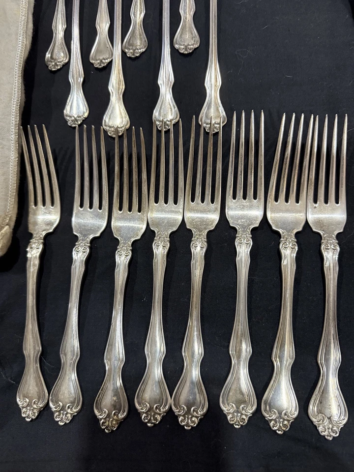 GEORGE & MARTHA WASHINGTON de Westmoreland 46 piezas conjunto vintage de plata de ley Foto 4 de 4