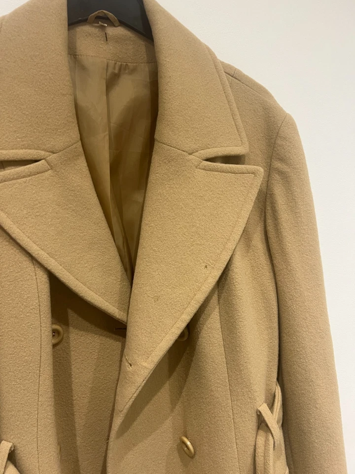 Vintage Camel Wool Coat Women’s Size 18 Belted Pure New Wool Overcoat UK - Image 3 of 4