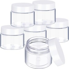 6 Pack 1 oz Plastic Jars Containers with Lids Wide-mouth Refillable Leakproof