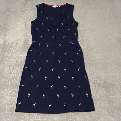 Boden Dress Women 4 Blue Vanessa Jersey Flamingo Novelty Print Sleeveless Pocket