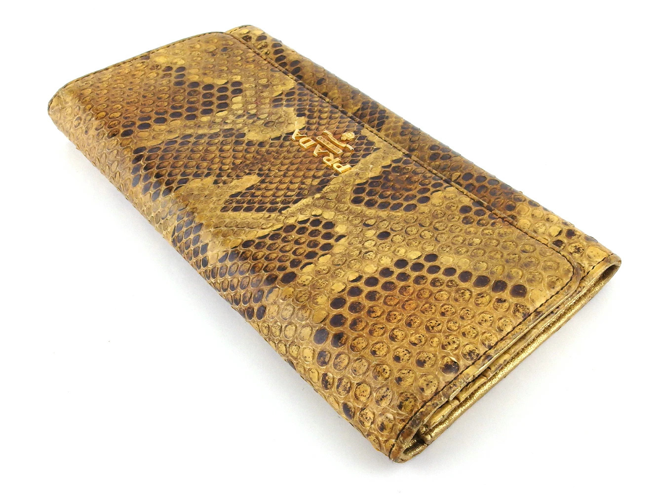 Prada Python Wall Zip Wallet Beige Brown Leather … - image 3