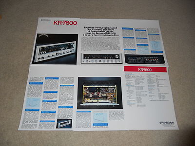 Kenwood KR-7600 Receiver Brochure, 6 pages, Full Specs and Articles, Info, Rare!