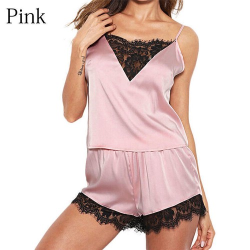 Sexy Damen-Dessous Nachtwäsche Satin Seide Babydoll Spitze Nachtwäsche Pyjama Set - Bild 13 von 22