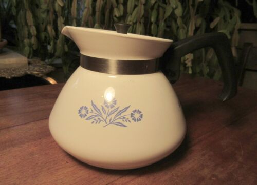 Vintage Corning Ware 6 Tassen Teekanne P-104 - blaues Kornblumenmuster - Bild 2 von 11