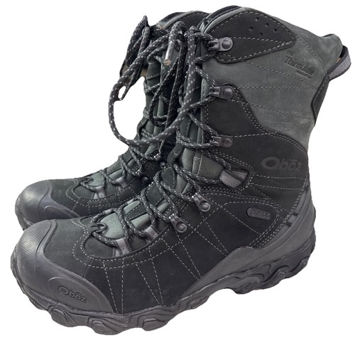 Oboz Bridger 10" Insulated Winter Snow B-Dry Waterproof Black Boots Mens Sz 10.5