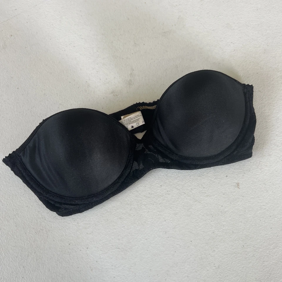 Sujetador Josie para mujer negro de encaje con aros forrado cierre trasero sin tirantes 34B Foto 2 de 4