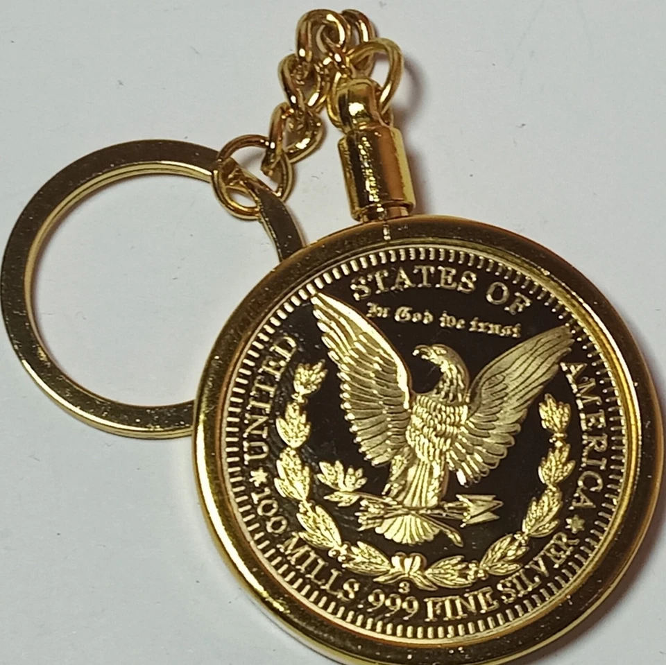 Stylish Commemorative Coin Holder Keyring - 1896 Copper Morgan Dollar - Image 2 of 4