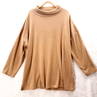 New ANKO Womens Jumper Tunic Size 16 Beige Knit Long Sleeve Roll Neck Casual