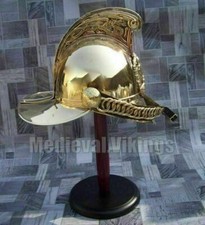 Handgefertigt Feuerwehrmann Helm H&auml;uptling Stil Britisch Nautik Messing Golden