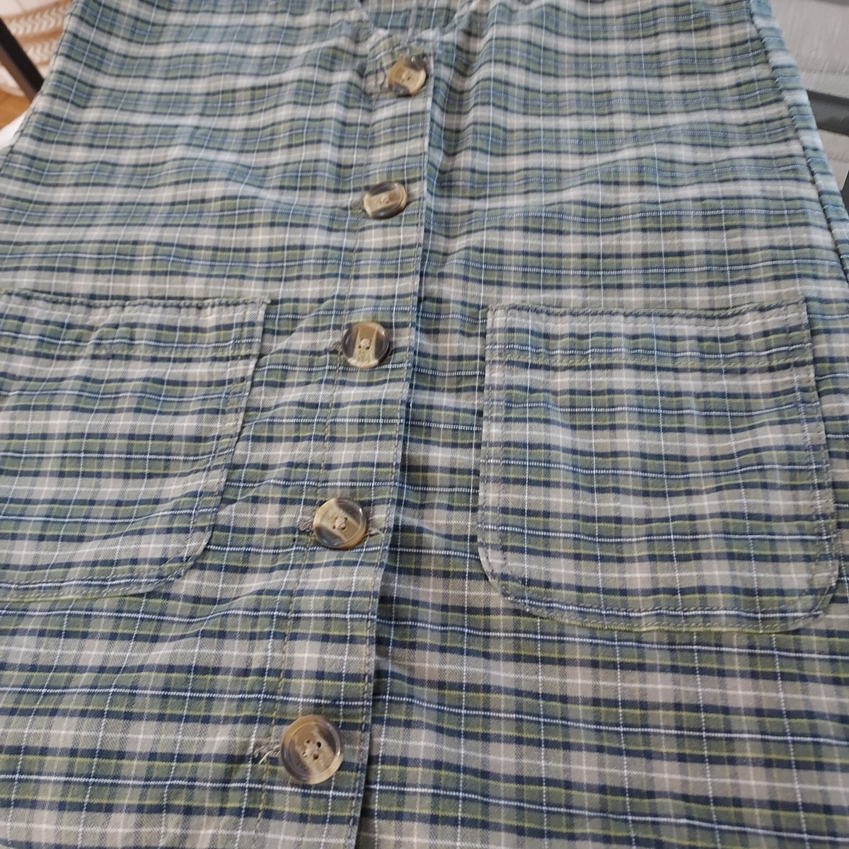 American Eagle Dress Women's Size S Green Plaid Button Front Mini V Neck |  eBay
