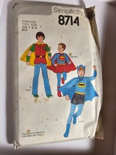 Simplicity 8714 Batman and Robin, Superman Costume Pattern Size 7  8 Used