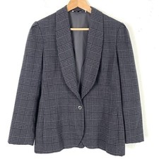 Vintage Blazer Jacket Enrico Lucovici Sz Small Plaid Lined Gray Purple Button Up