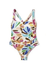Tabitha Brown x Target Size 16w Botanical Print French Cut 1 Piece Swimsuit