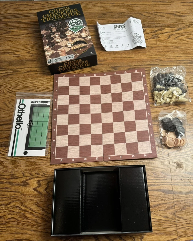 CHESS CHECKERS TIC TAC TOE GAME WITH DUAL SIDED GAMEBOARD - Image 4 of 4