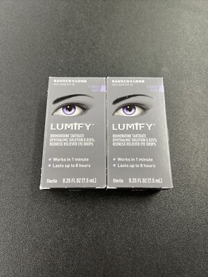 Lot of 2 Lumify Redness Reliever Eye Drops - 0.25 Fl. OZ.(7.5 ml.)Exp. 07/27