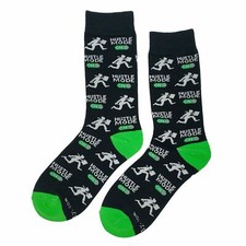 NWT Hustle Mode Dress Socks Novelty Men 8-12 Black Crazy Fun Sockfly