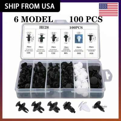 100Pcs Car Rivets Fastener Fender Push Pin Trim Auto Bumper Clips Retainer