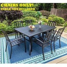 6-Pc Outdoor Dining Chairs E-Coated Rust-Resistant Metal Stackable Chairs Black