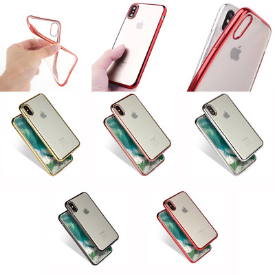 Hülle für Apple iPhone X XS Silikon Gel Ultra Dünn Chrom Seiten Handy Cover