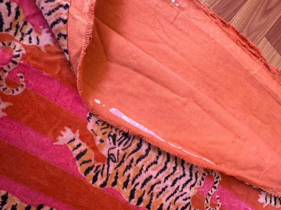 Hand Block Print Crushed Soft Velvet Fabric Indian Dress Sewing Upholstery Tiger - Image 3 of 4