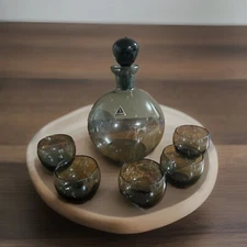 Sussmuth Vintage Crystal Decanter Set Smoke Grey 