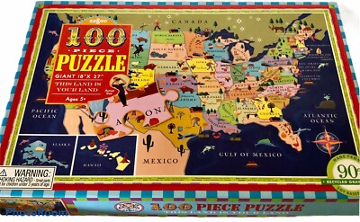 【パズル未開封】【希少】eeBoo 100ピース アメリカ地図 Eeboo 100 Pc Colorful United States Map Puzzle - This Land Is Your