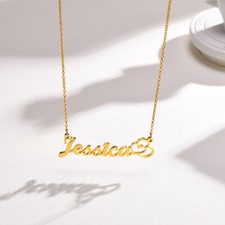 Personalized Name Pendant Custom Necklace Women's Gold Plated Stainless Steel