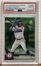 2021 Bowman Platinum TOP80 Maximo Acosta Top Pros. Green Icy Foil PSA GM MT 10