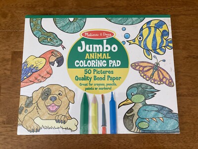 Melissa & Doug Jumbo Animal Coloring Pad 50 Pictures NEW Sealed | eBay