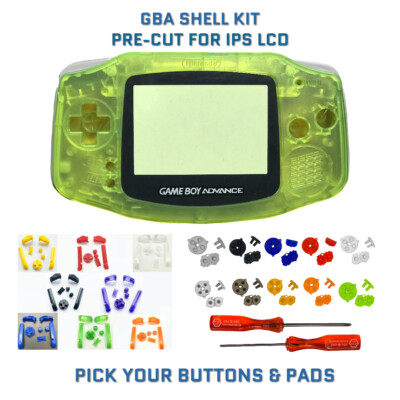 Game Boy Advance GBA Shell Kit NEON YELLOW PRE CUT