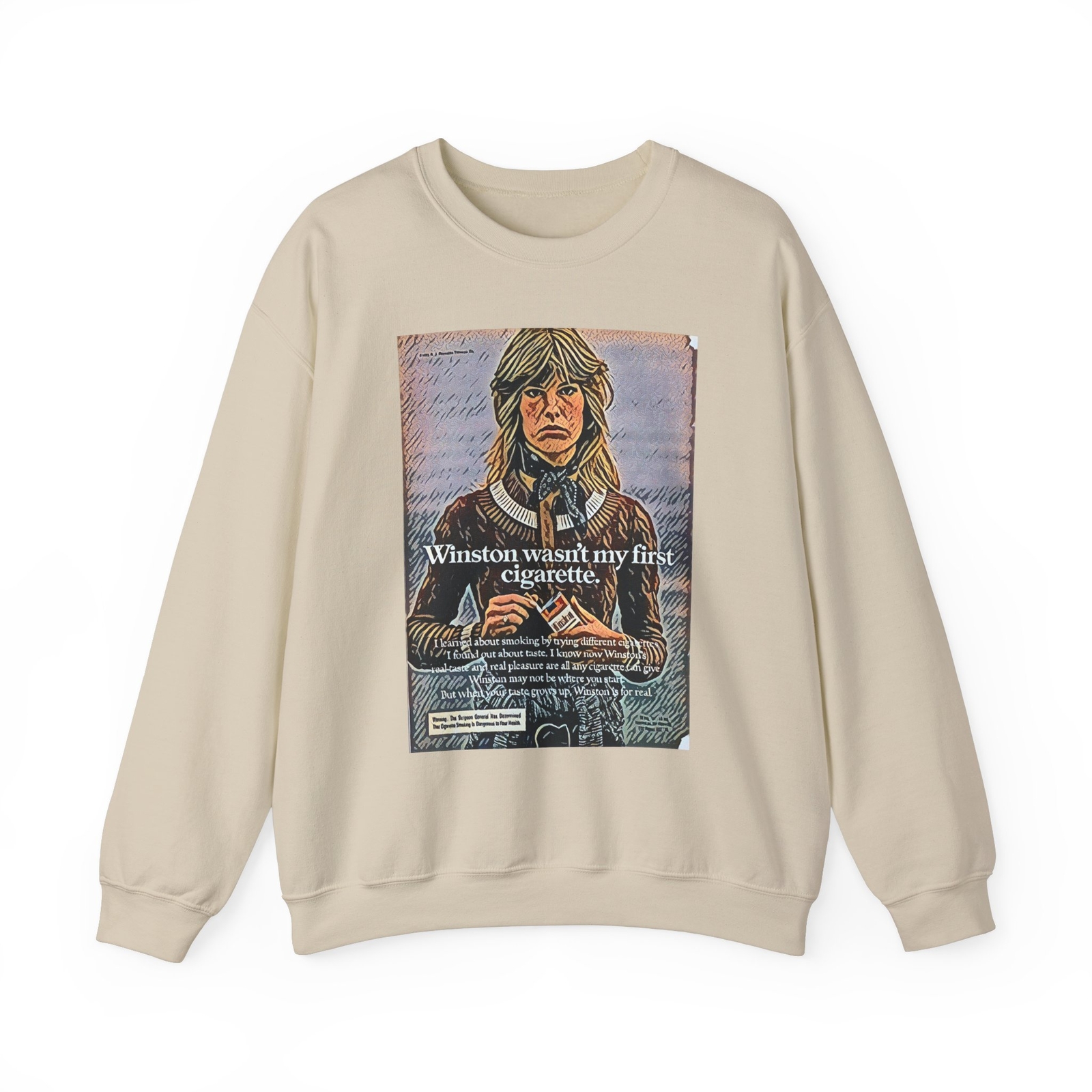 Winston Wasnt My First Cigarette Graphic Heavy Blend Crewneck Sweatshirt for Men and Women