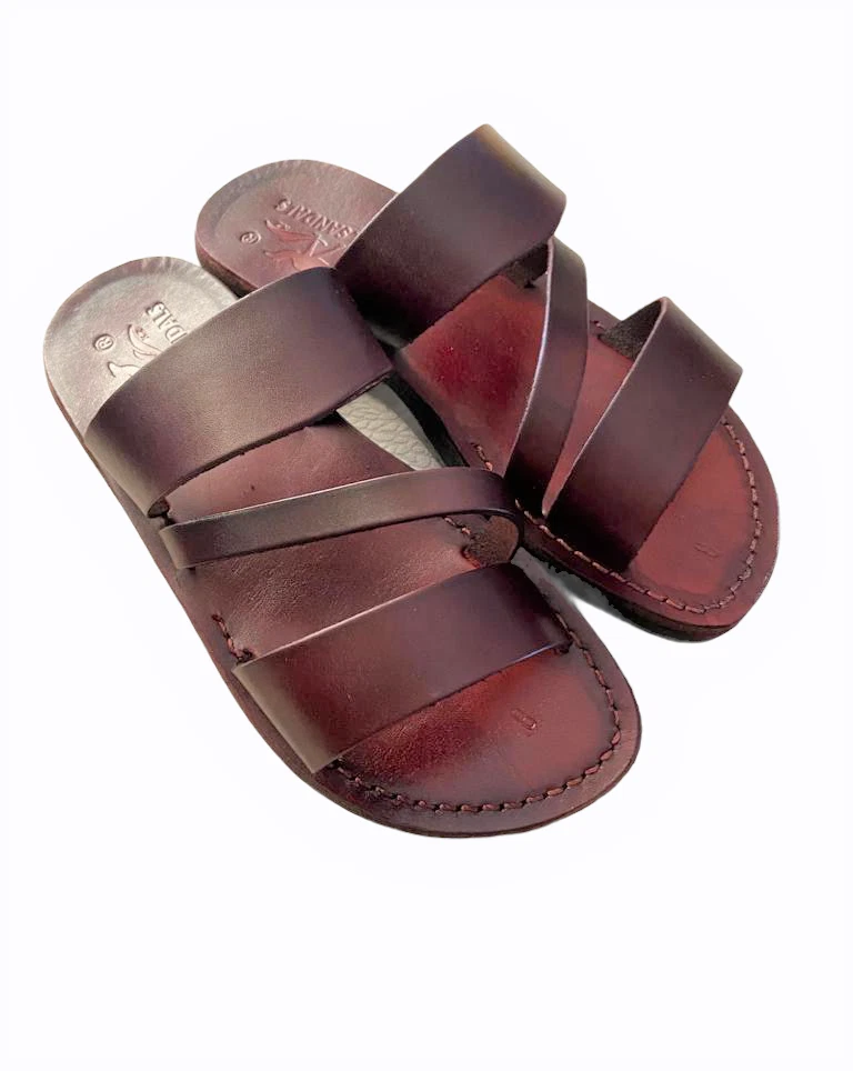 100% Leather Roman Jesus Sandals Men Strap Handmade US (5-16) EU (36-50)  Model9