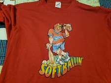 Vintage Jerzees Mens Chumps Soft Ballin` T-shirt Red Size L Made in USA EUC