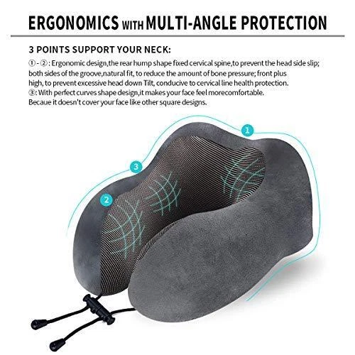 Travel Pillow, Best Memory Foam Neck Pillow Head Support Soft Pillow for