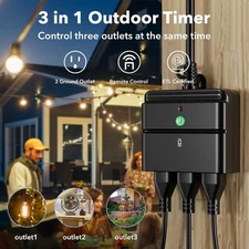 BN-LINK Outdoor Indoor Wireless Remote Control 3-Prong Outlet 15A Black