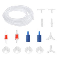 Aquarium Air Pump Accessories Kit 80 Inch Clear Airline Tubing Stone Valve