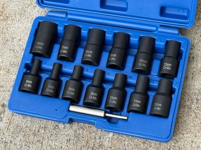 14Pcs 1/2  Dr. Impact Easy Out Bolt Screw Extractor Set Remove Damaged Dead Nut
