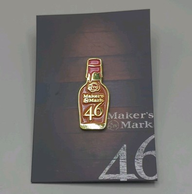 Maker s Mark 46 Bourbon Whiskey Bottle Enamel Lapel Hat Pin New