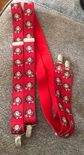 VTG Christmas Santa Claus Clip On Elastic ADJUSTABLE SUSPENDERS One Size