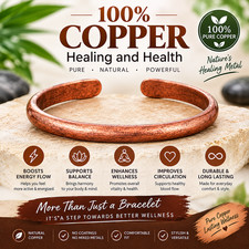 Solid Pure Copper Heavy Bracelet Arthritis Pain Therapy Energy 50gr Cuff Bangle