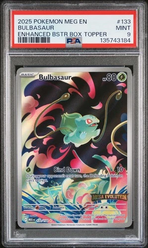 2025 POKEMON MEG EN-MEGA EVOLUTION ENHANCED BOOSTER BOX TOPPER BULBASAUR PSA 9