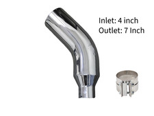4 In 7 Out Diesel Exhaust Chrome Turndown Elbow Tip 23 Long With Ss Clamp