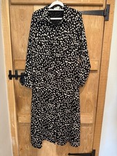 Sugarhill Brighton UK 14 Ladies Spotty Print Shirt Dress Black & White Midi