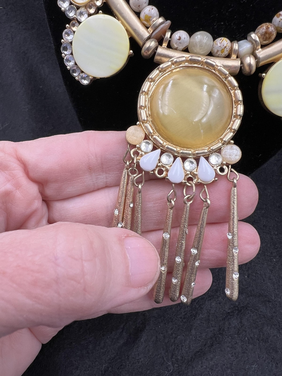 Chico's Statement Necklace Multi Bead Gold Tone F… - image 3