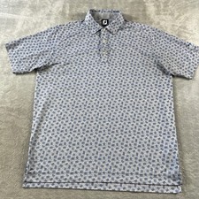 FootJoy Polo Shirt Mens Large Blue Gray Geometric Golf Stretch Performance Light