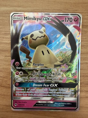 2018 MIMIKYU GX 149/214- LOST THUNDER Pokemon ULTRA RARE HOLO