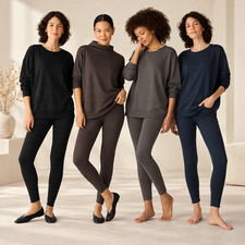 Eileen Fisher Women's Cozy Brushed Terry Hug High Waisted Leggings Cobblestone