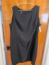 Alyx Dress Women's Plus Black Shift Midi Sleeveless Round Neck Stretch Dress 24W