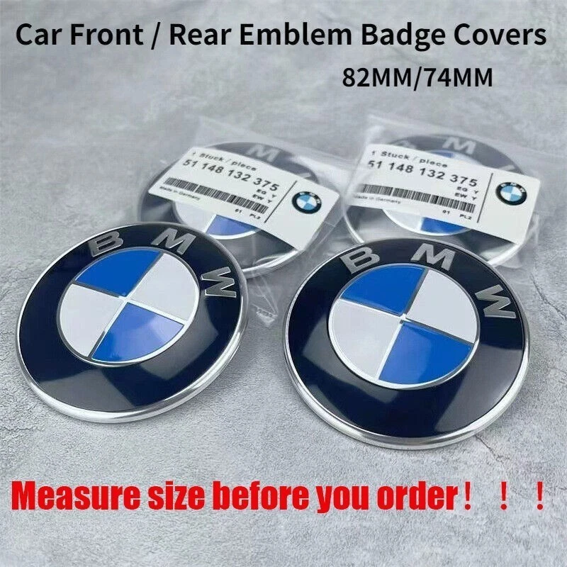 NEW Front Hood + Rear Trunk Logo Fit For BMW Badge Emblem (82mm + 74mm) - Изображение 2 из 4