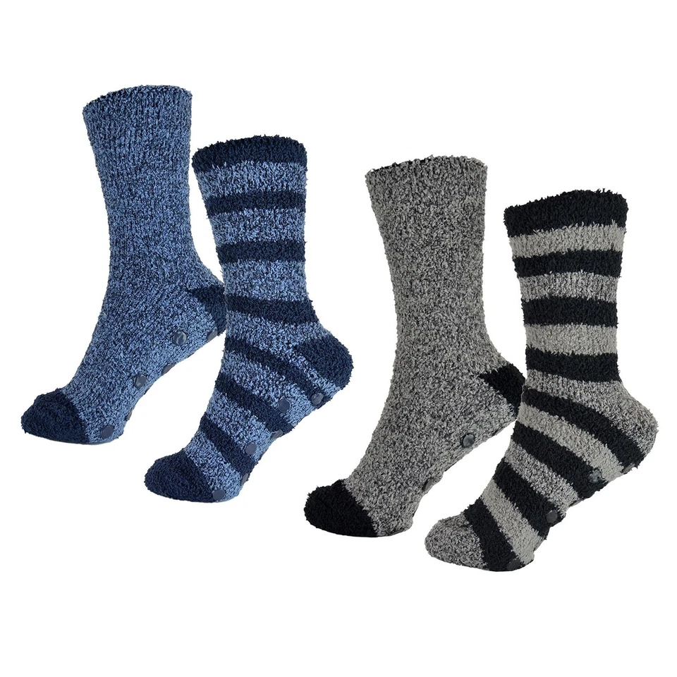 A2Z Hommes 2 Paquet Chausson Chaussette Avec Anti-dérapant Durable Épais - Photo 1/1